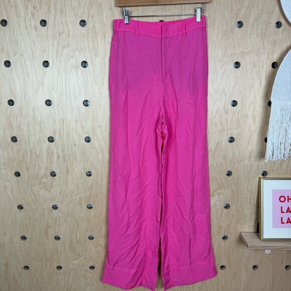Zara Women’s Blogger Favorite High Waist Pink Wide Leg Trousers Size Small - Picture 4 of 8